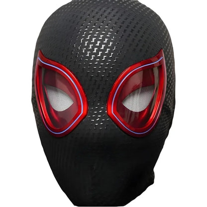 Explosive movie Miles Spider-Man head set electric eyes can move the vertical and vertical universe can blink mask toy gift 2024